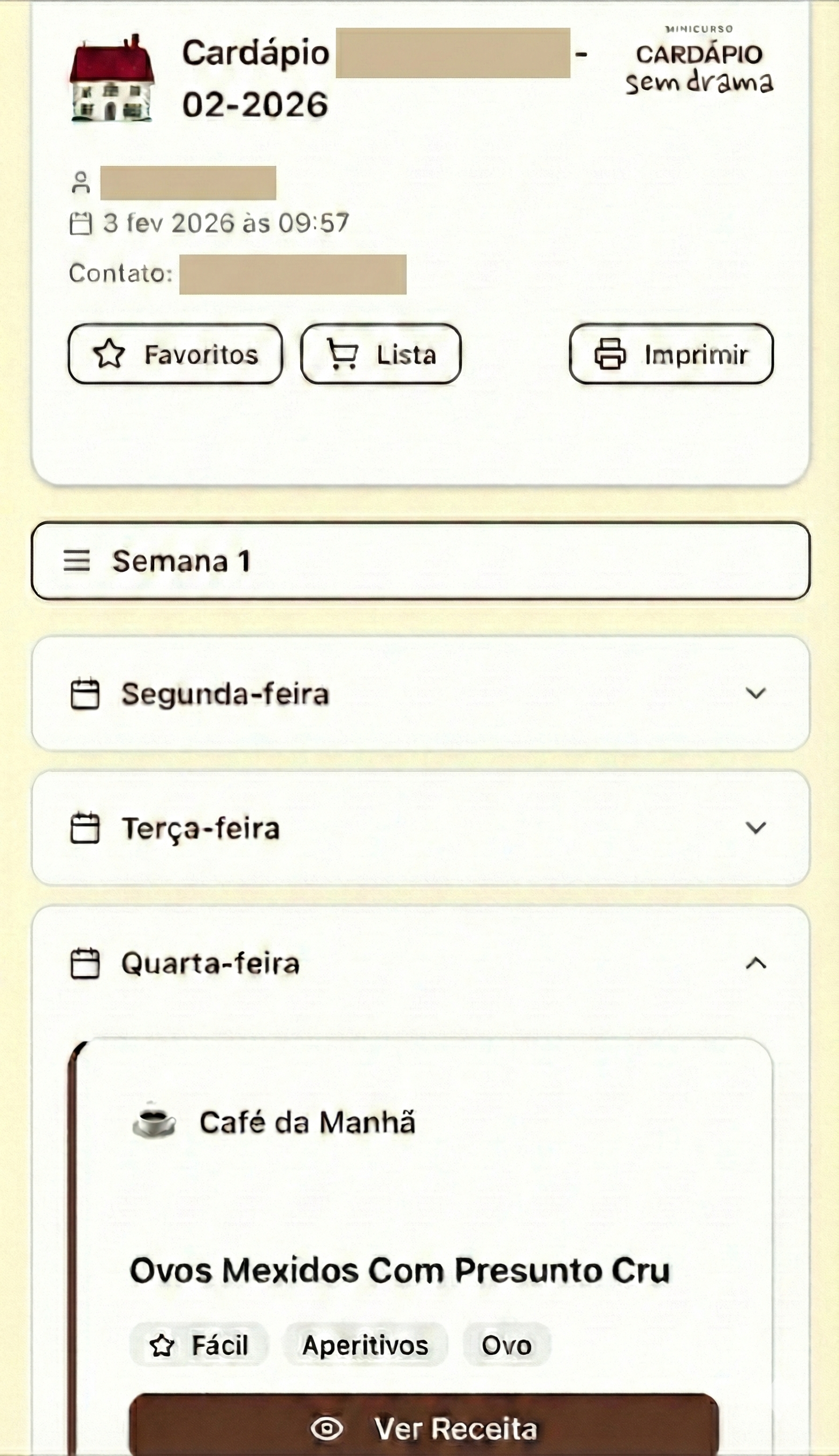 Print do Cardápio Sem Drama